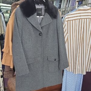 Talbots Gray Pea Coat with Black Collar